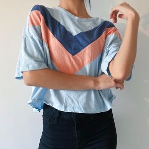 Rue21 Light Blue & Pink Paster colored crop top